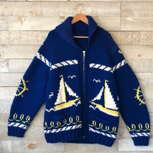 Mary Maxim Heavy knit Nautical Zip Cardigan